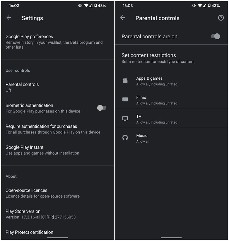 How to enabled Parental Controls on the Google Play Store