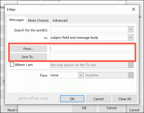 Setting a Conditional Formatting rule by email in Outlook