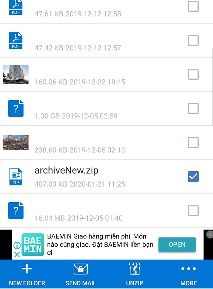 unzip files on android