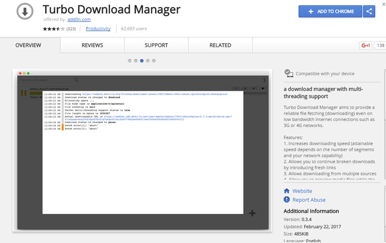 turbo download manager chrome