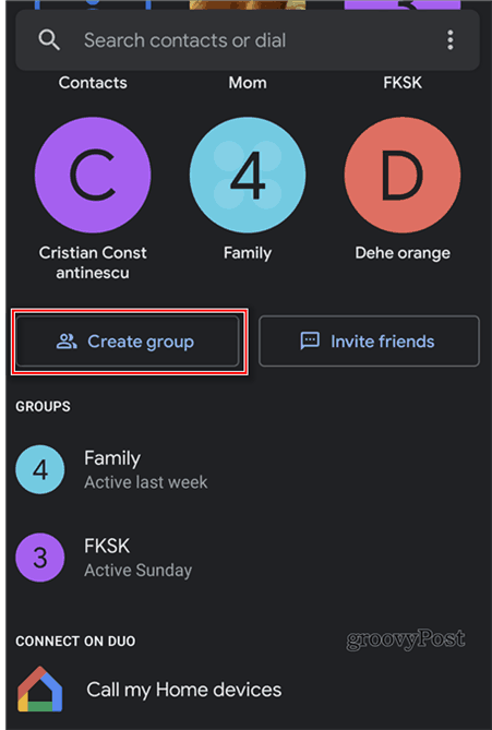 Google Duo group contacts