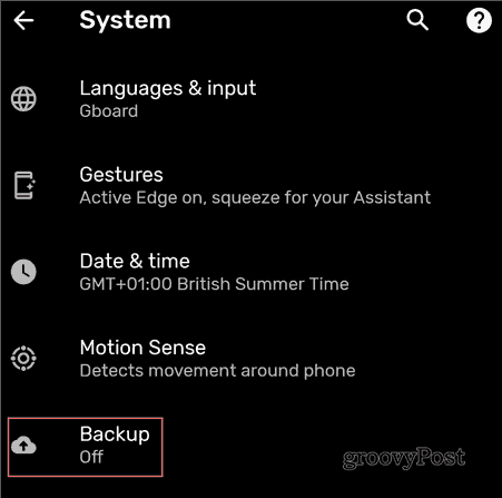 Android Backup settings backup