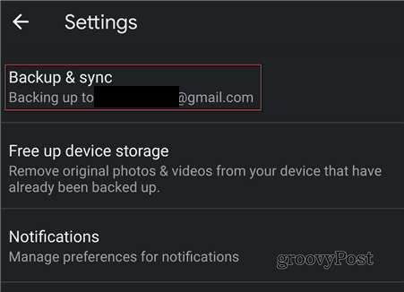 Google Photos backups and sync choose