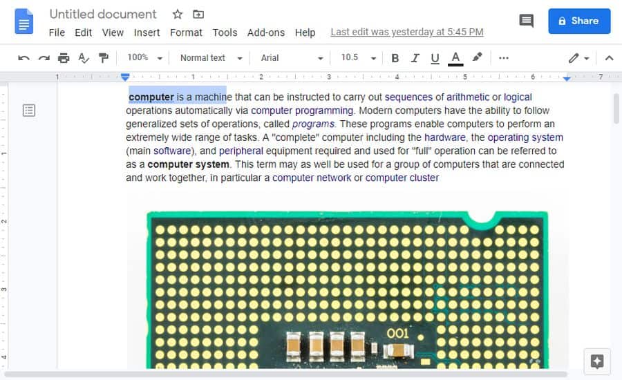 explore button in google docs