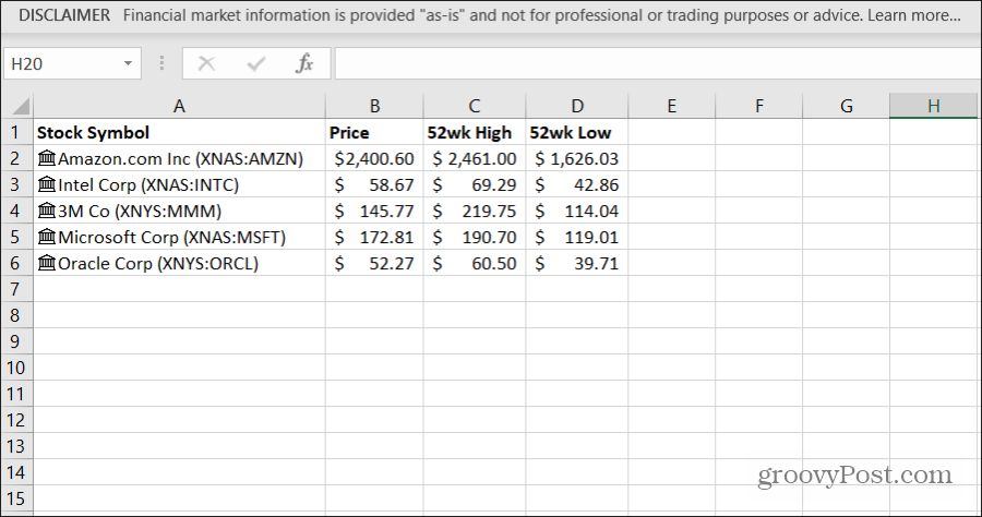 adding stock ticker data