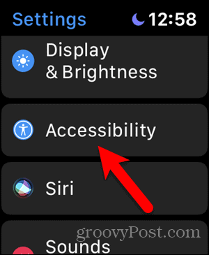 Tap Accessibility in Apple Watch Settings