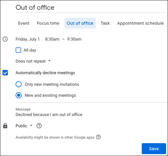 Google Calendar Out Of Office 