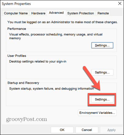 windows advanced startup settings