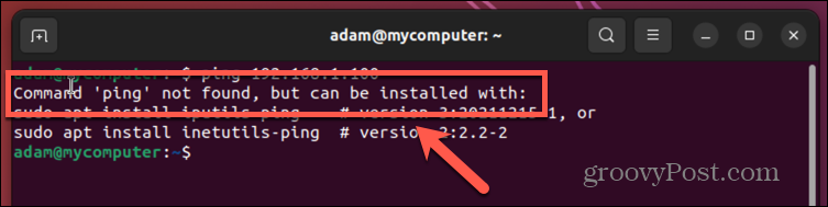 ubuntu ping not found error
