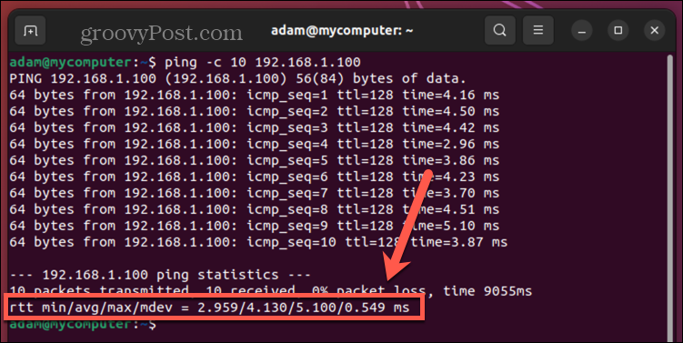 ubuntu ping statistics